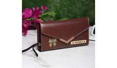 Customized Women's wallet Ladies Clutch With Charm Brown Color