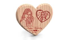 Happy Birthday Personalized Engraving Effect Heart Shape Wooden Plaque 