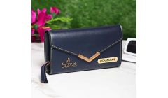 Customized Women's wallet Ladies Clutch With Charm Blue Color
