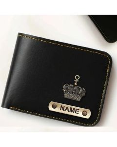 Customized Premium Quality Men's Wallet With Name & Charm | Black