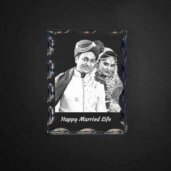 Custom Photo Frame Personalized Laser Etched Crystal Glass Birthday Wedding Gift 
