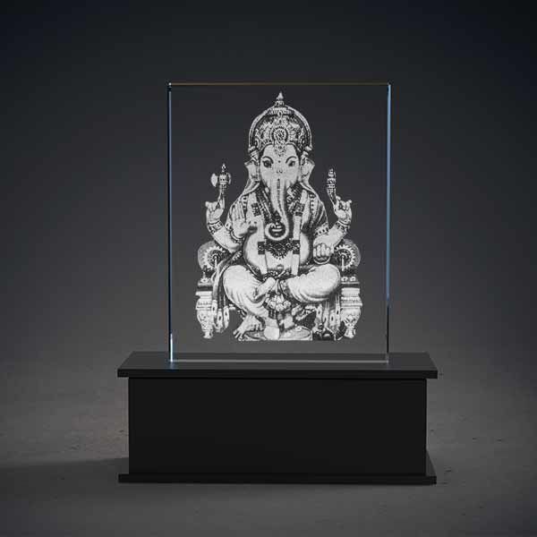 Lord Ganesha Glass Crystal Car Dashboard Idol Or Table Frame The deity has a self sticking glue at the bottom. lord ganesha glass crystal car dashboard idol or table frame