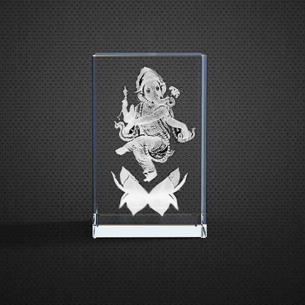 Buy Lord Ganesha 3D Crystal 360 Degree Statue View Figurine | God Photo 3D  Crystals Online